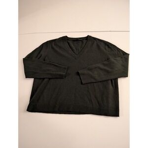 Jenni Kayne Chocolate Brown 100% Cashmere Women's XL V-Neck Sweater LOOK READ